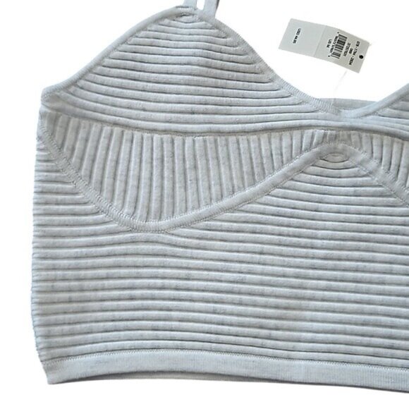 Aerie Ribbed Crop Top Bralette Size Medium New Adjustable Soft Stretch Gray - Picture 2 of 8